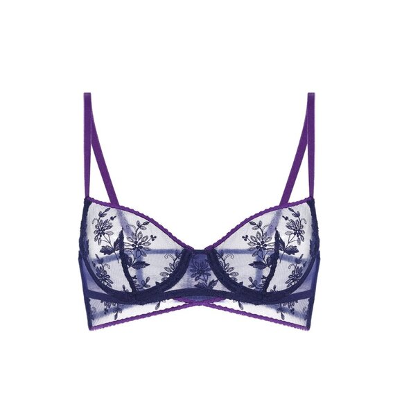 🆕SIMONE PERELE Adele Demi Lace Underwire Non-Padded Bra Midnight 32E #1C7330 - Picture 1 of 10